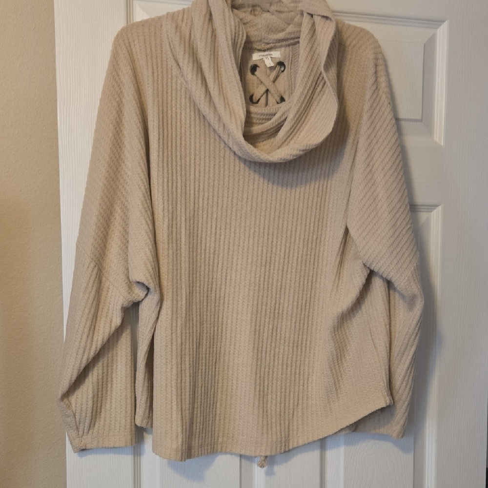 Maurices Beige Ribbed Cowl Neck Tunic